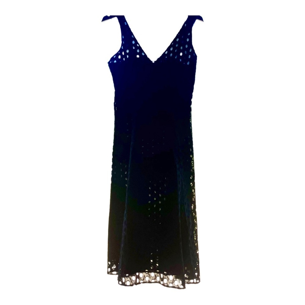 Black Eyelet V-Neck Midi Sundress M